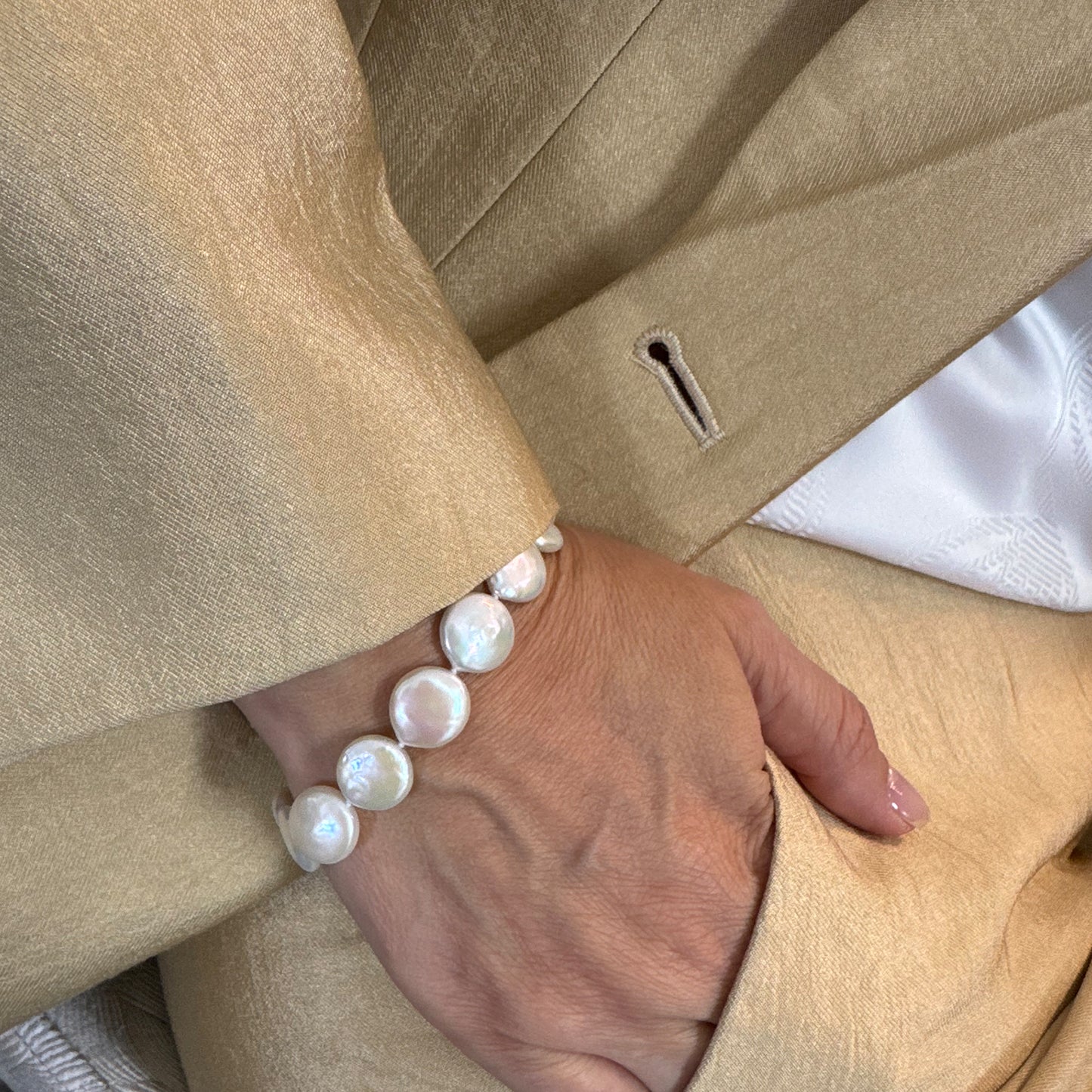 Pulsera perlas coin 18.