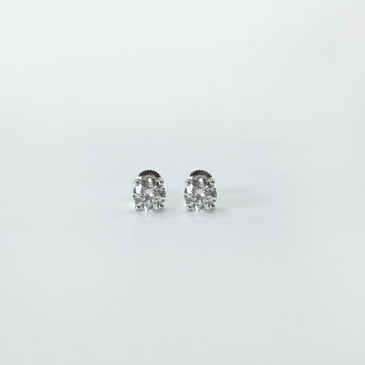 Aretes diamantes redondo oro blanco 2 cts.