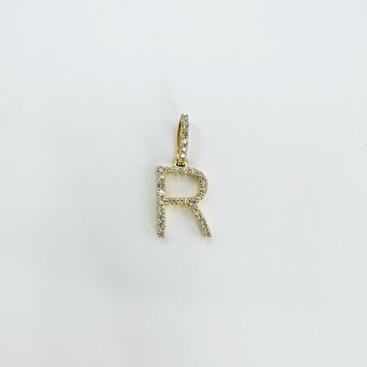 Dije letra "R" Inter Oro Amarillo y diamantes