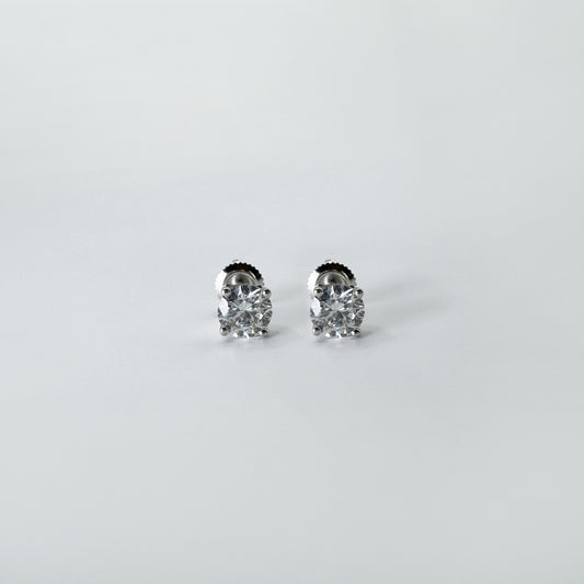 Aretes diamantes redondos oro blanco 1.5 cts
