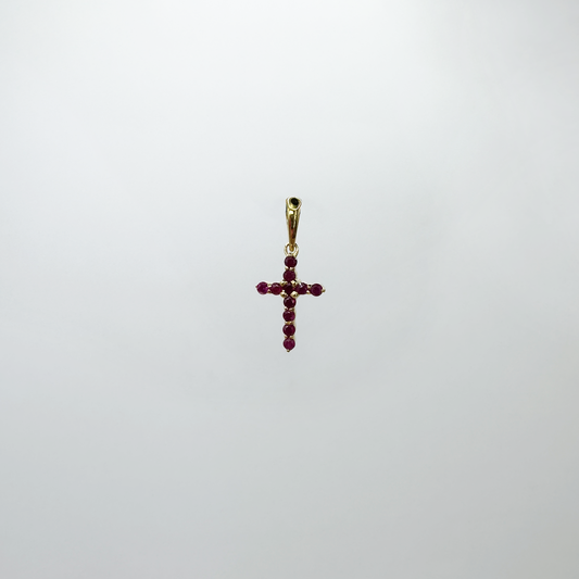 Dije cruz rubí mini.