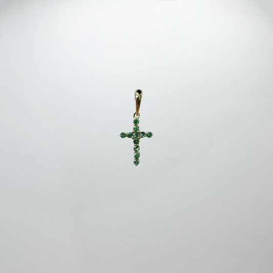 Dije cruz esmeralda mini.