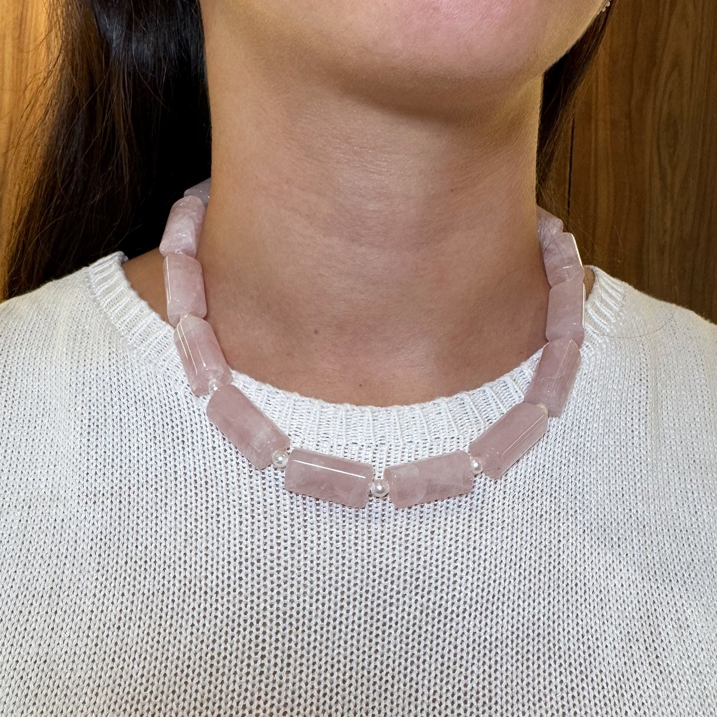 Collar cuarzo rosa.