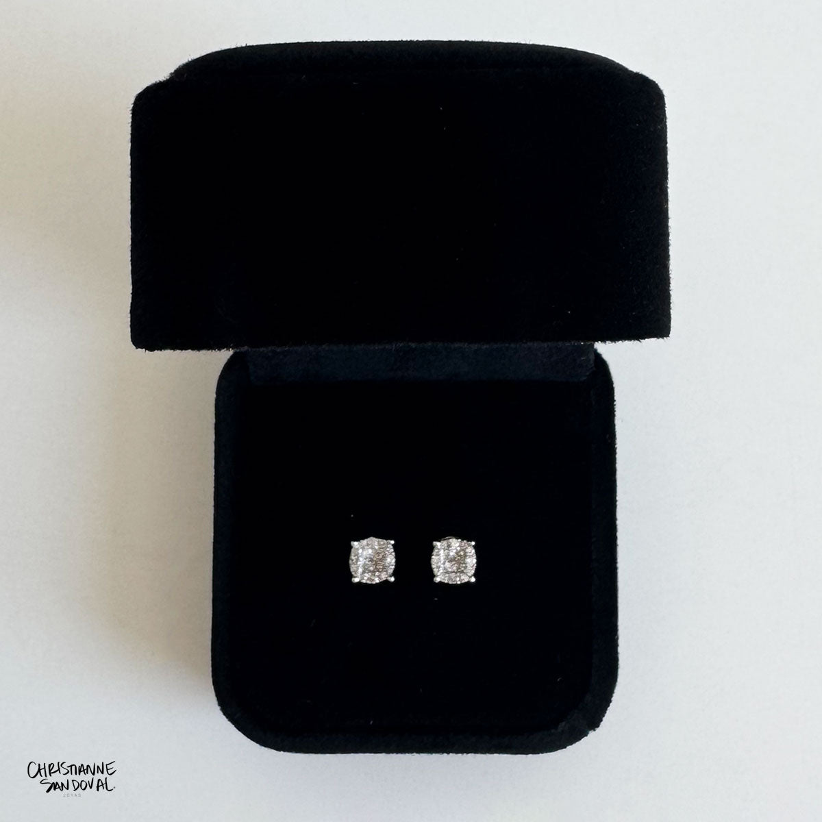 Broqueles cluster de diamantes oro blanco, M.