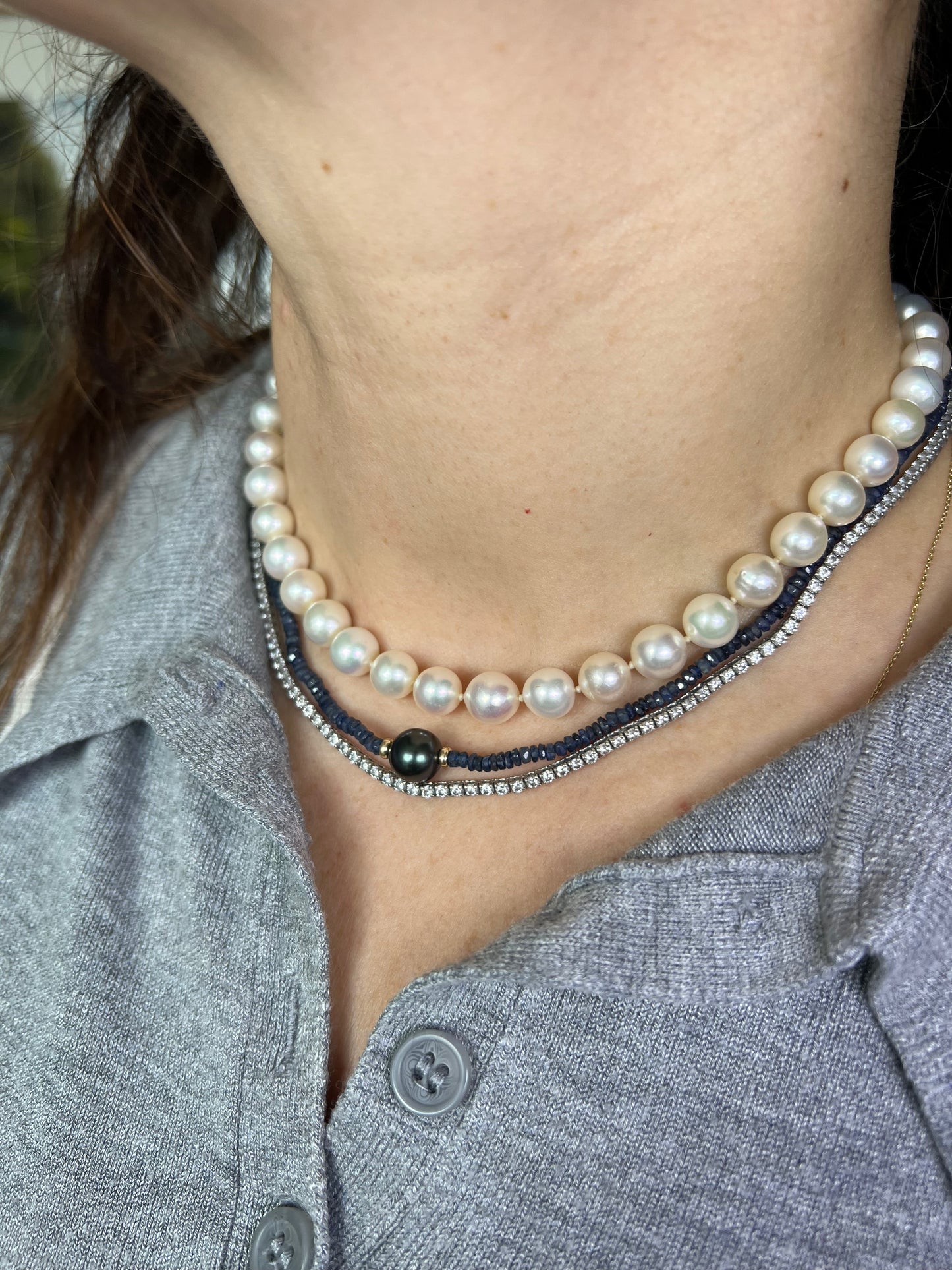 Collar de Zafiro con Perla