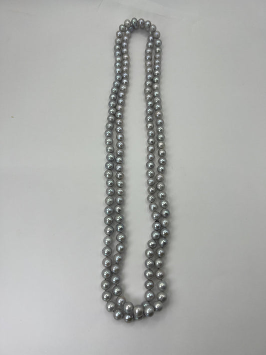 Collar Doble XL de Perlas Gris.