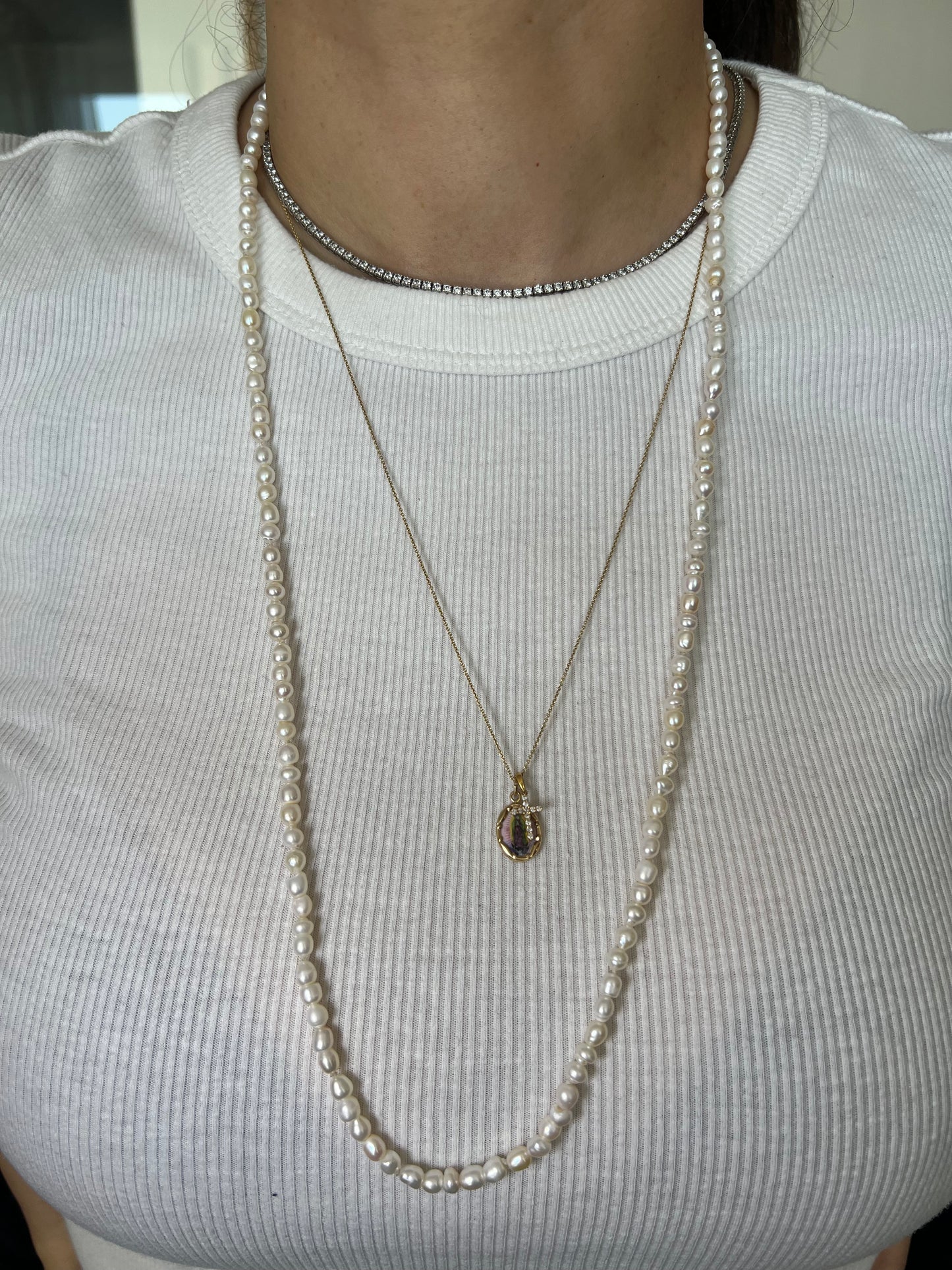 Collar Mediano Perlas mini C