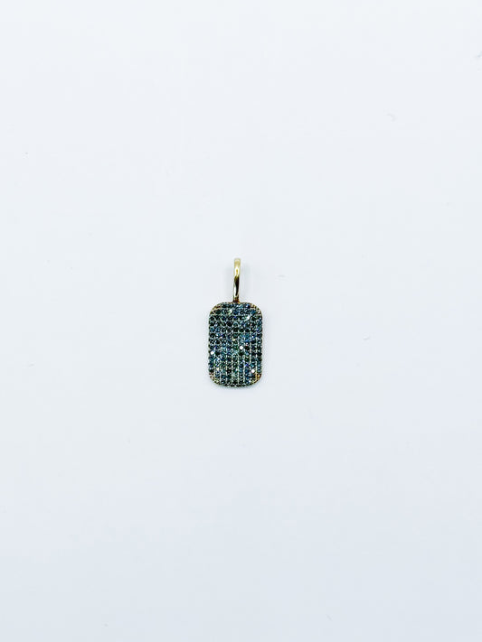 Charm DogTag placa diamantes azules