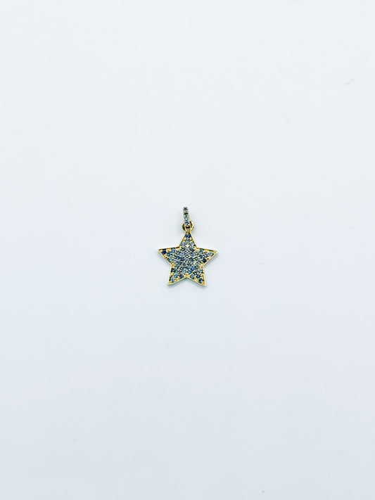 Charm estrella diamantes azules oro amarillo