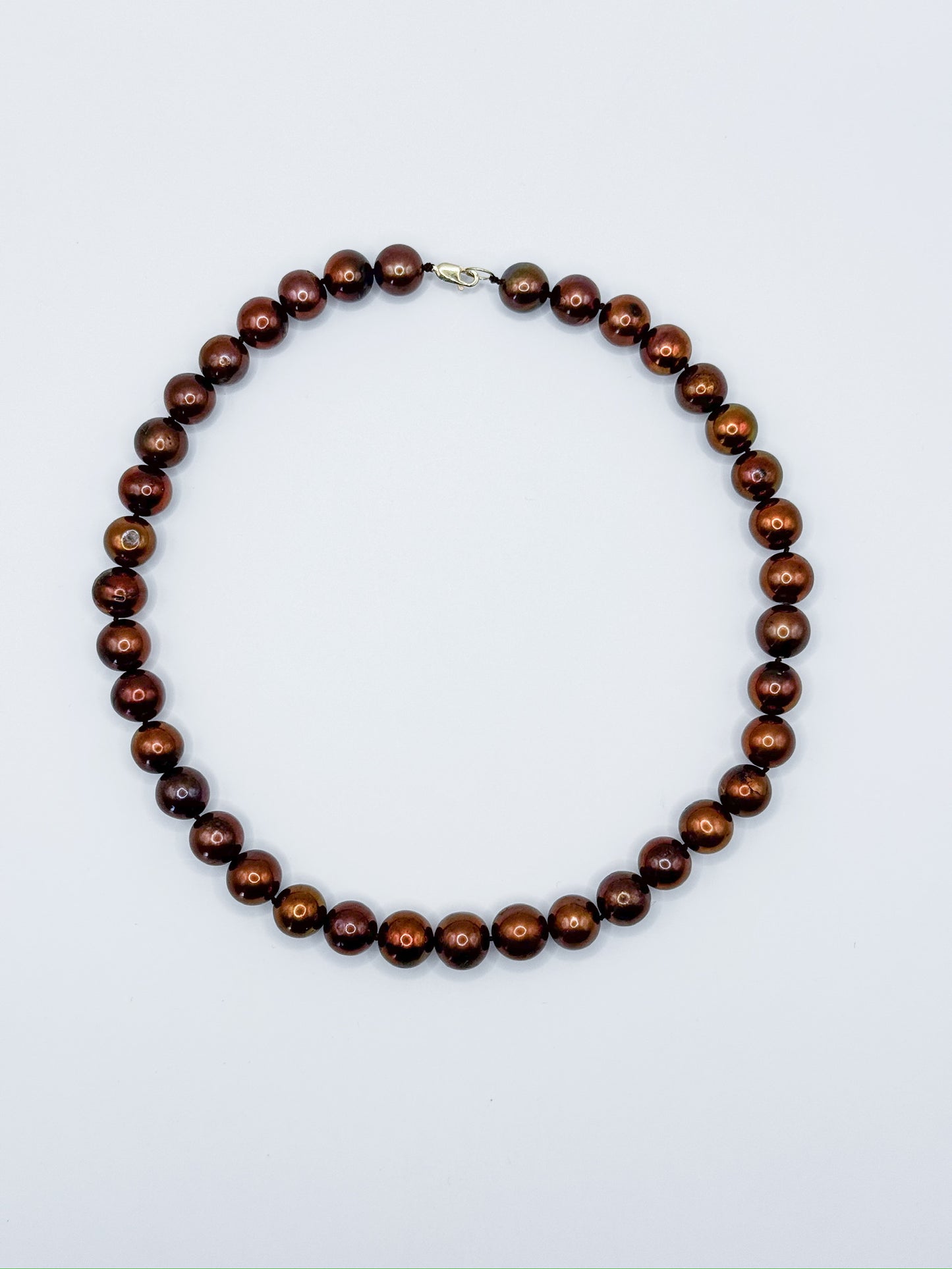 Collar Clásico Perlas Café