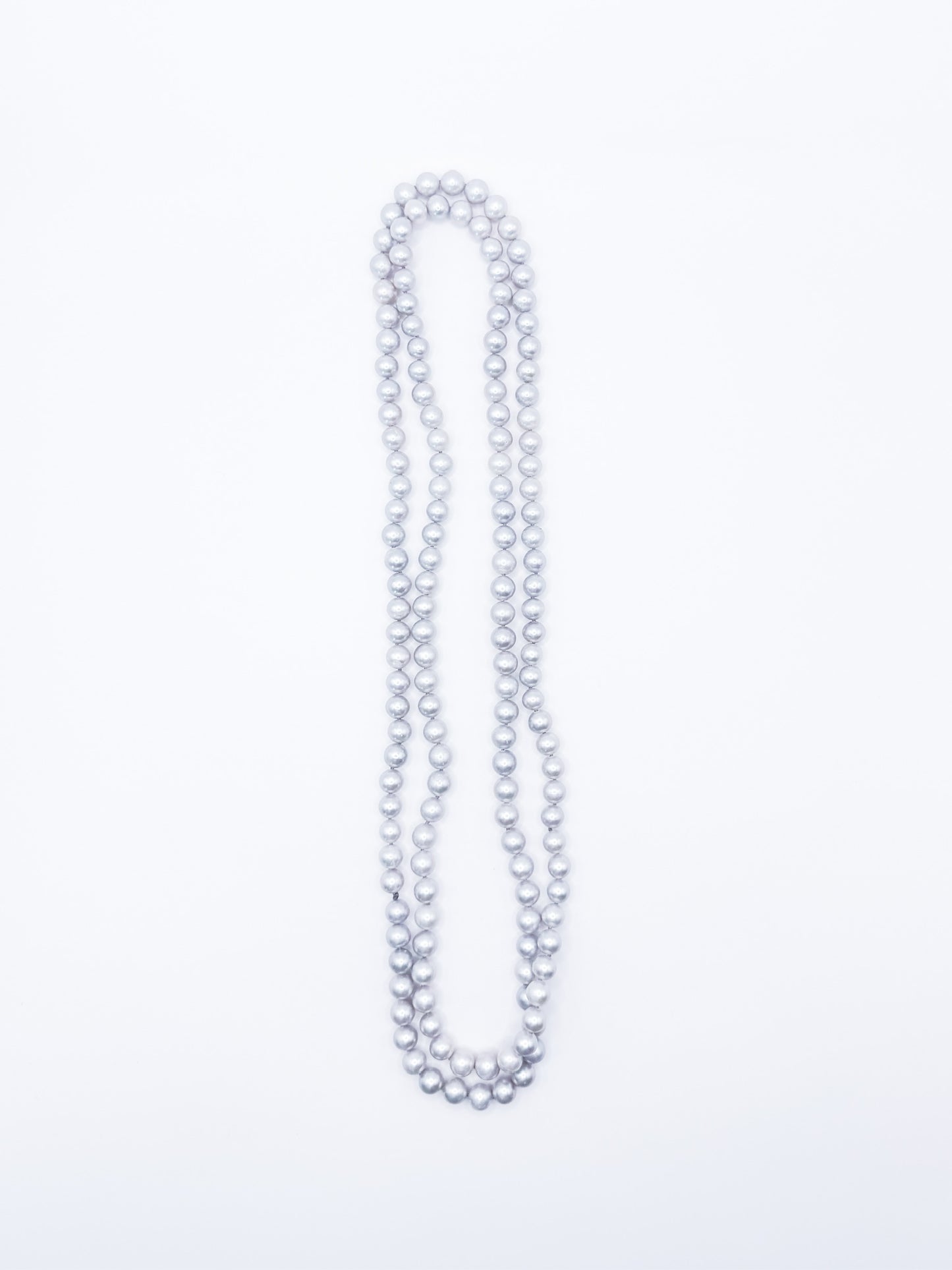 Collar Doble XL de Perlas Gris.