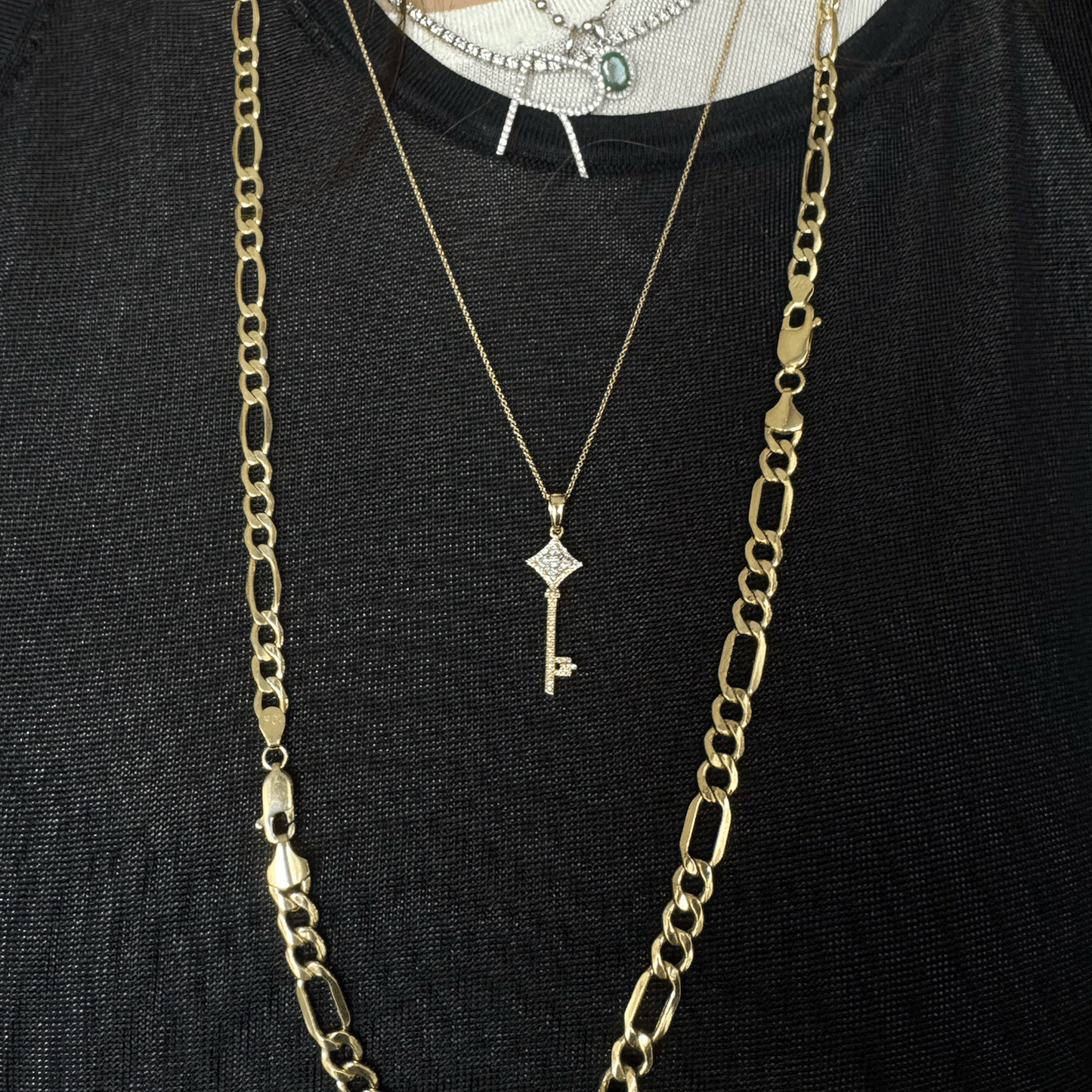 Dije llave oro y diamantes