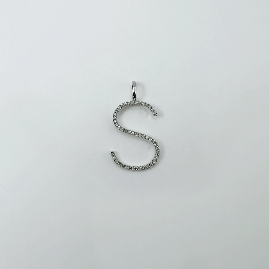 Dije letra S Thin XL - Oro Blanco