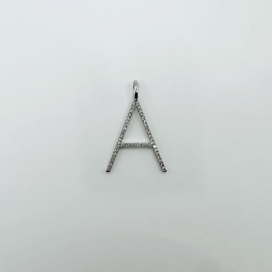 Dije letra A Thin XL - Oro Blanco