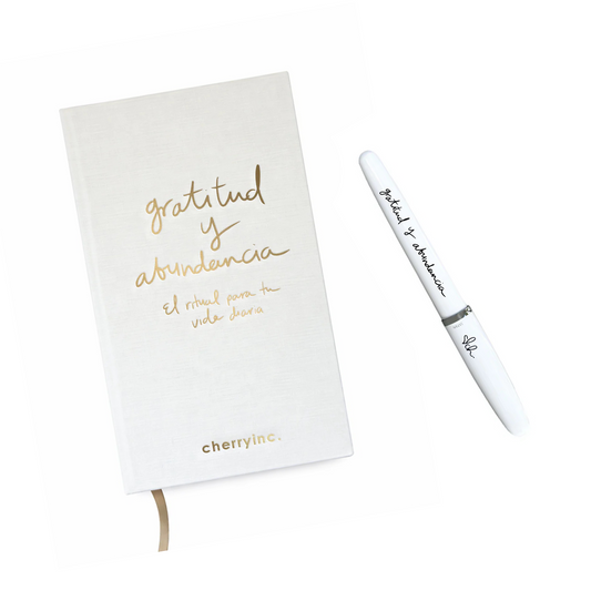 Kit Diario Gratitud y Abundancia + Pluma