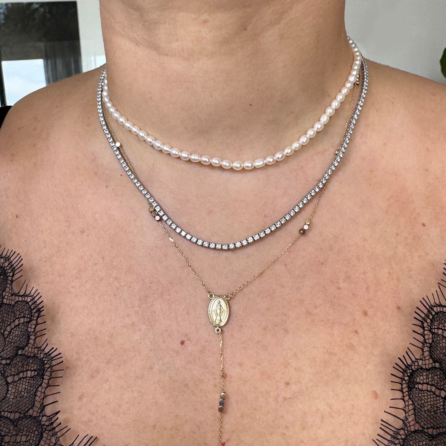 Collar perla cultivada semiredonda mini 36.